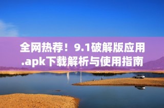 全网热荐！9.1破解版应用.apk下载解析与使用指南