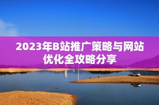 2023年B站推广策略与网站优化全攻略分享