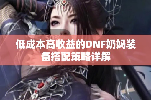 低成本高收益的DNF奶妈装备搭配策略详解