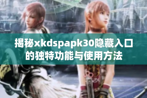 揭秘xkdspapk30隐藏入口的独特功能与使用方法